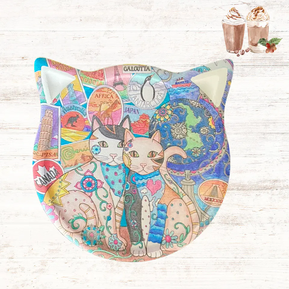 Posavasos Gato Cerámica con Base de Corcho 9