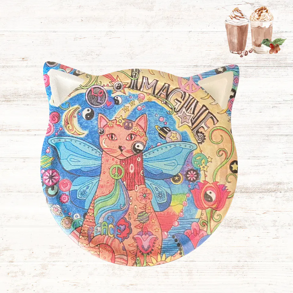 Posavasos Gato Cerámica con Base de Corcho 11