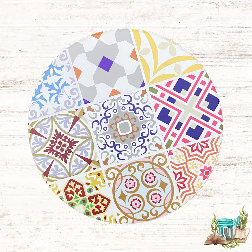 Tabla Redonda de Cerámica 20 cm para Servir y Cortar con Diseño Decorativo 6