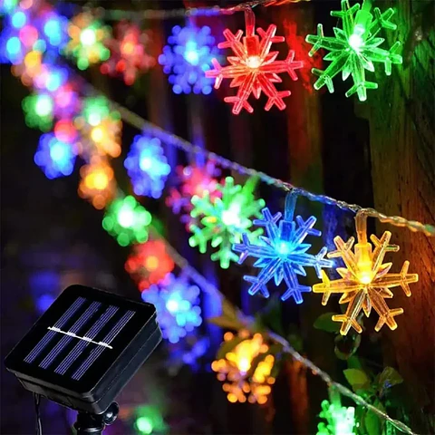 Guirnalda Solar Copos de Nieve LED 6 Metros