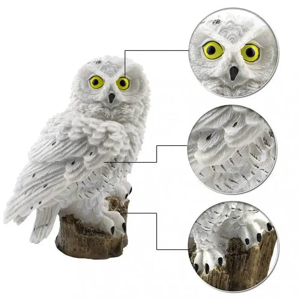 Búho Solar Decorativo para Jardín — Figura de Resina con Luz LED Cálida  3