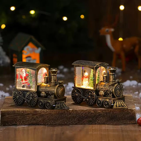 Locomotora Navideña con Luz LED 14 cm
