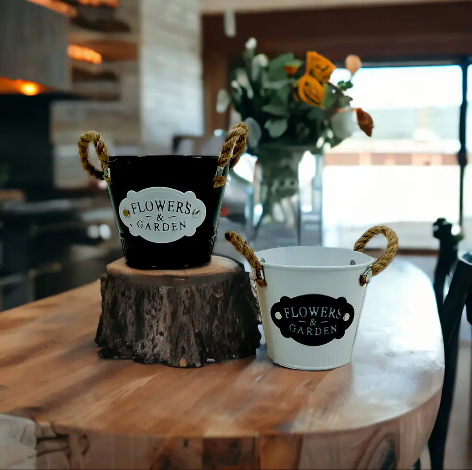 Macetero Vintage Metálico | Decoración Retro para Interior y Exterior 2