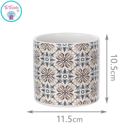 Set de 4 Maceteros de Cerámica con Diseños | Deco Interior para Suculentas y Plantas