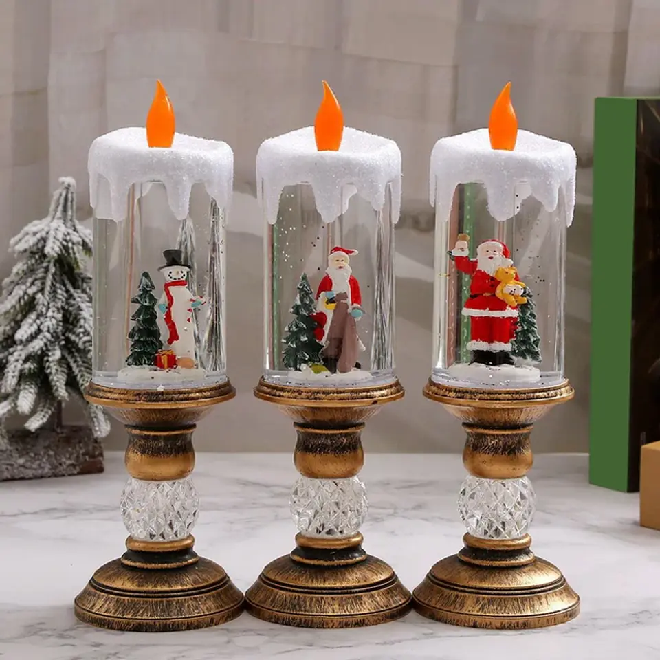 Vela de Mesa LED Navideña con Agua  25 cm con Figura 2