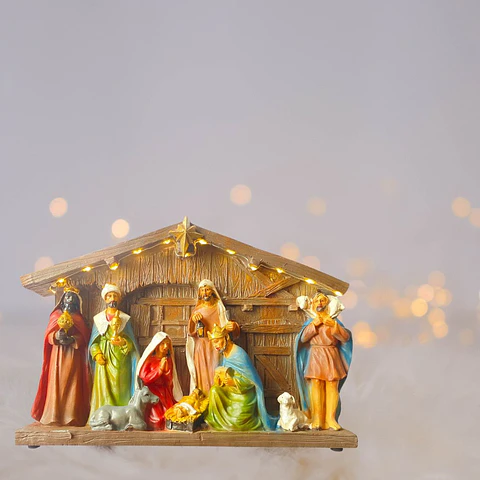 Pesebre Navideño con Luz LED 30x20 cm a Pilas