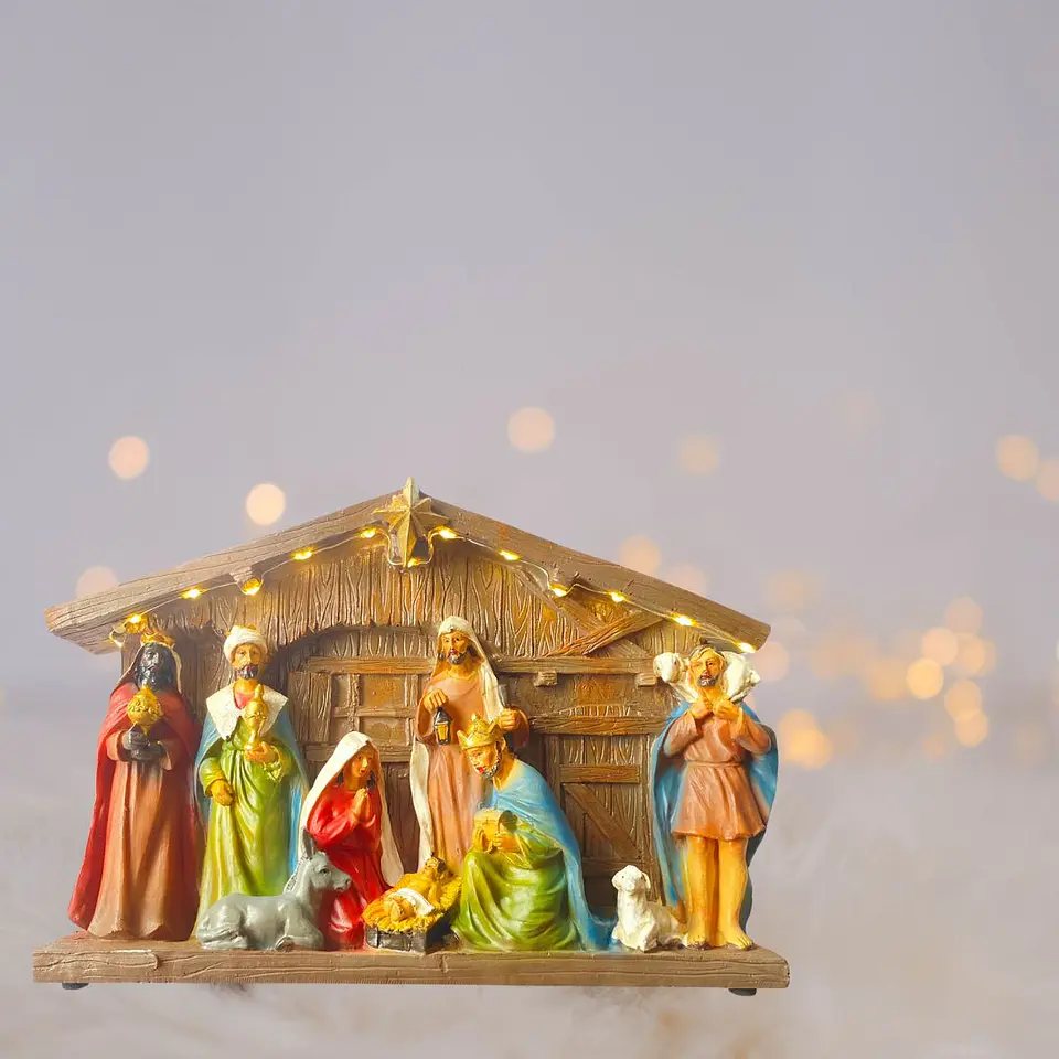 Pesebre Navideño con Luz LED 30x20 cm a Pilas 2