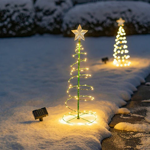 Árbol Espiral Solar LED 50 cm — Decoración Navideña para Jardín