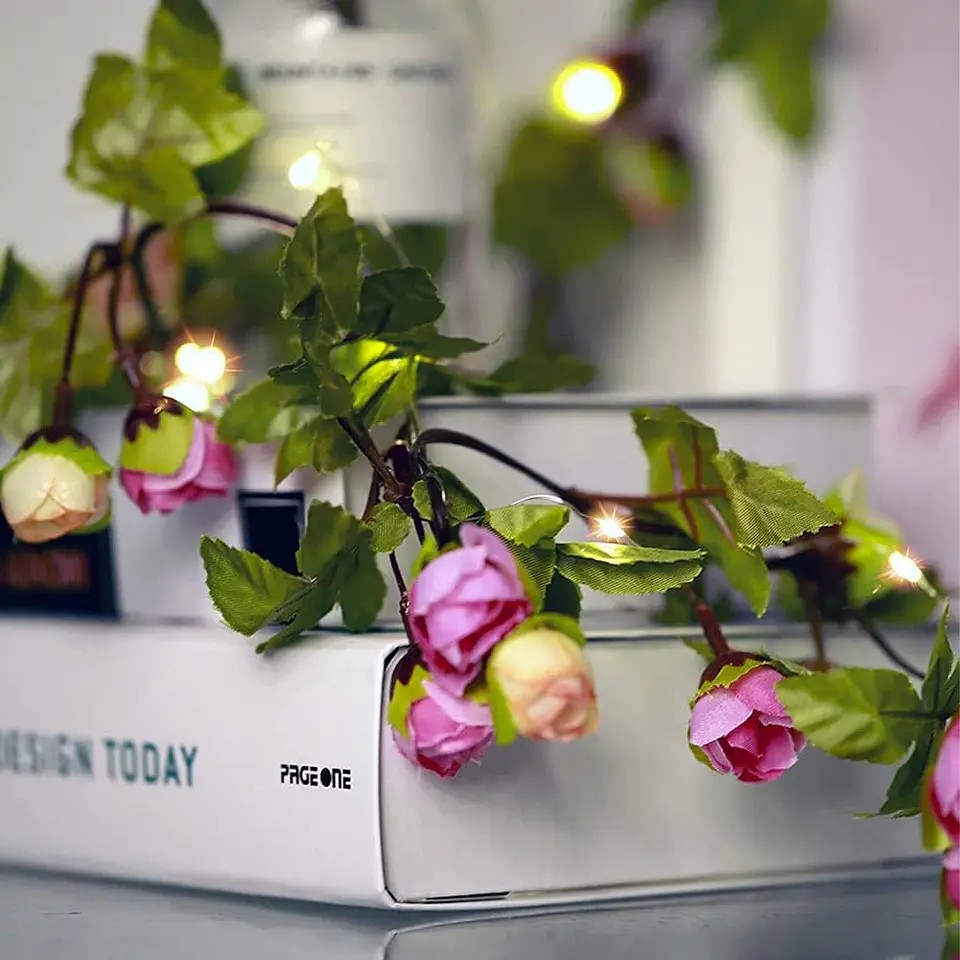 Guirnalda Solar de Rosas LED 2 Metros — Compacta para Balcones y Macetas 3