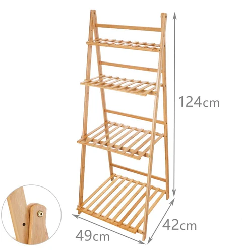  Estantería Escalera de Bambú 4 Niveles