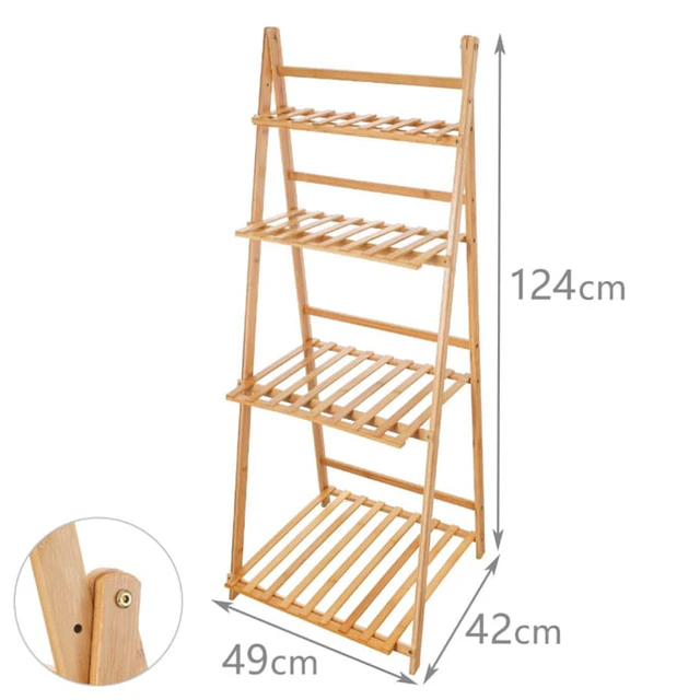  Estantería Escalera de Bambú 4 Niveles