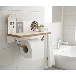 Porta Papel Higiénico Decorativo de Madera 2 Modelos