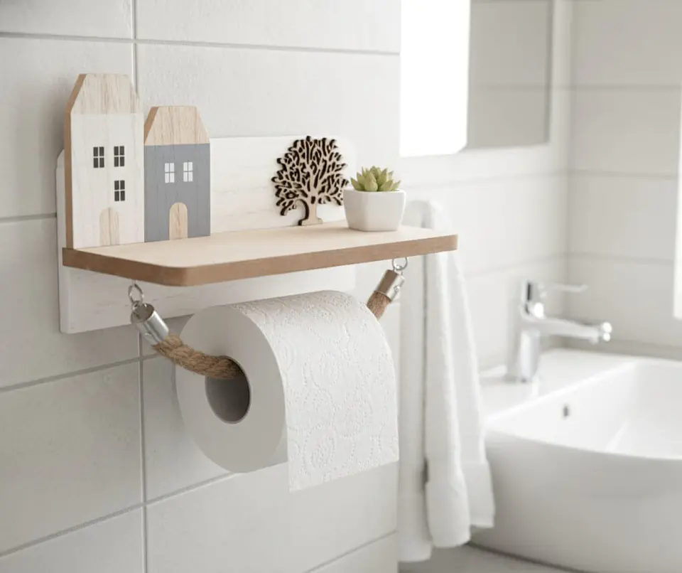Porta Papel Higiénico Decorativo de Madera 2 Modelos 1