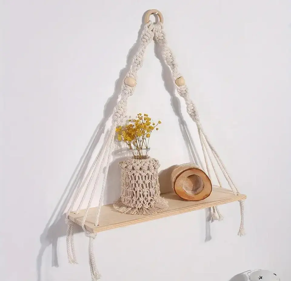 Colgante de Macramé con Anillo de Madera 35cm 1