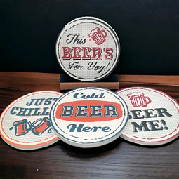 Set 4 Posavasos Redondos Diseño Retro Cervecero