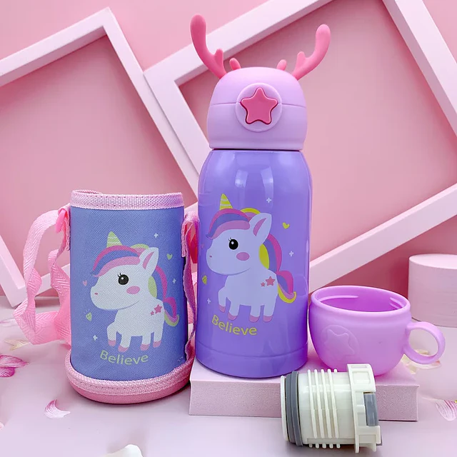 Termo Infantil Acero Inoxidable 500ml con Correa y Funda