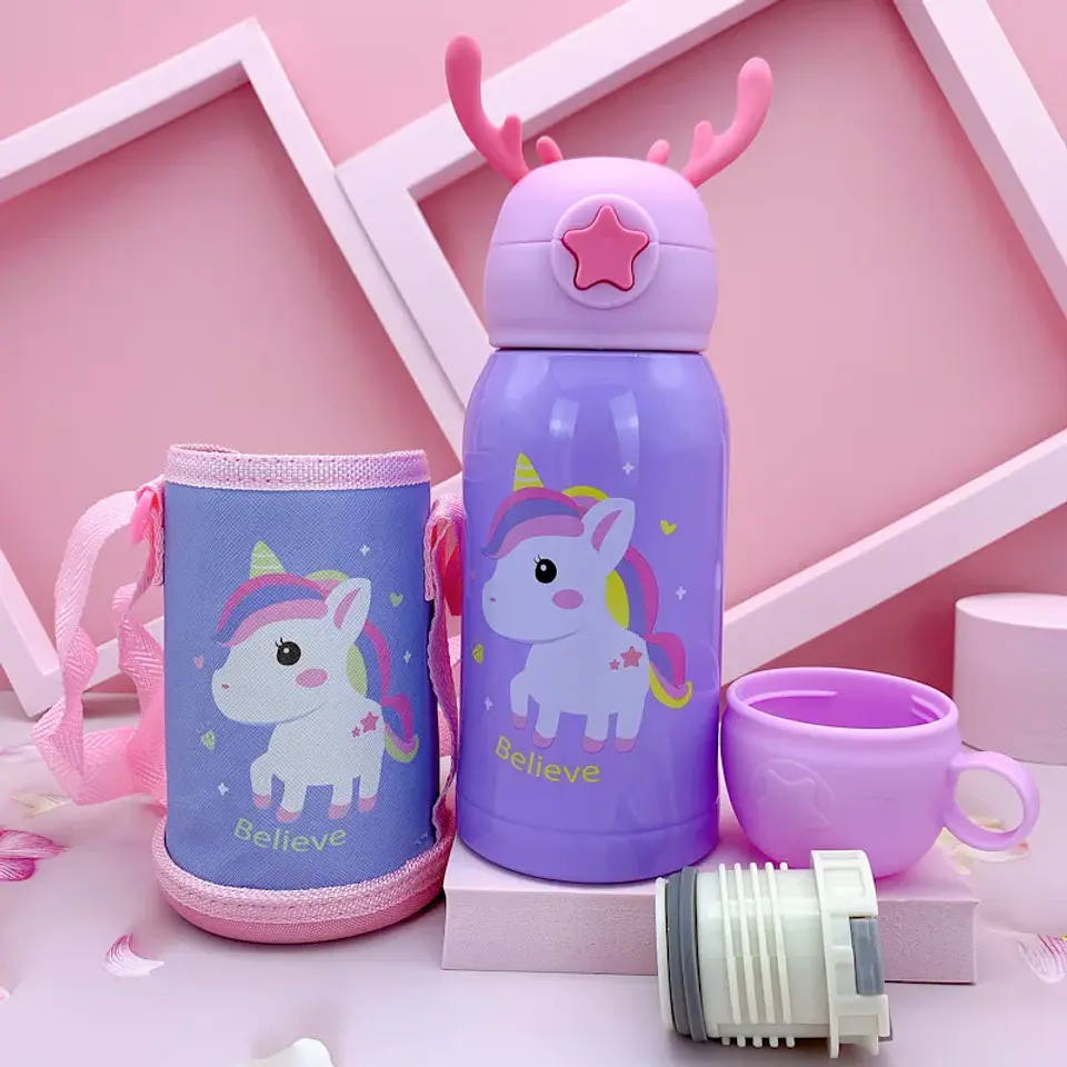 Termo infantil acero inoxidable 500 mL con correa y funda 9