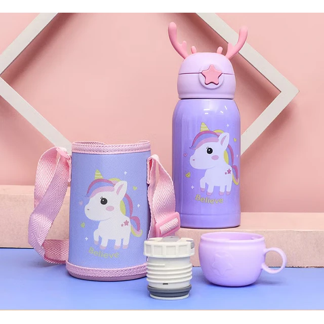 Termo Infantil Acero Inoxidable 500ml con Correa y Funda