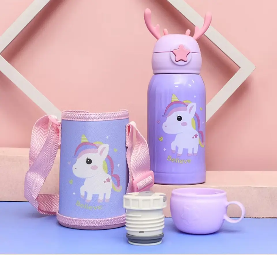 Termo infantil acero inoxidable 500 mL con correa y funda 3