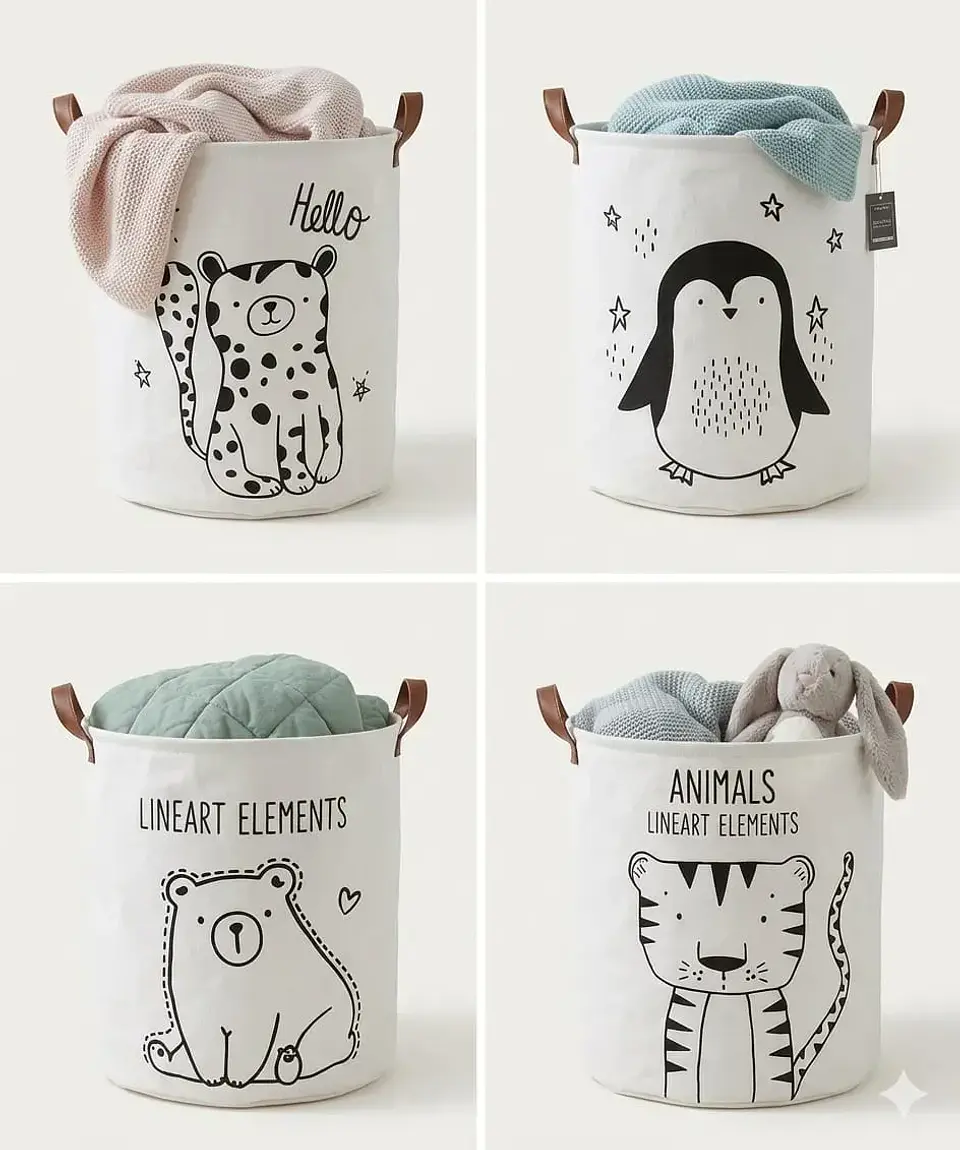 Canasto Organizador Infantil Plegable Animales 2