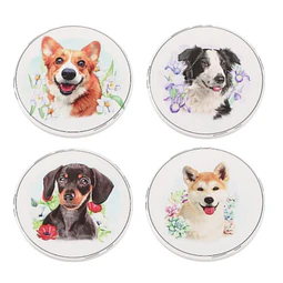 Set 4 Posavasos de Cerámica con Diseño de Perros