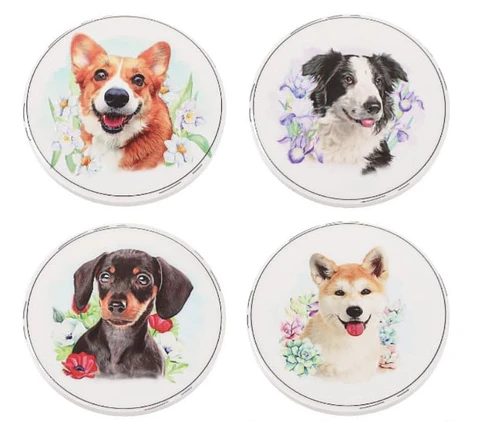 Set 4 Posavasos de Cerámica con Diseño de Perros