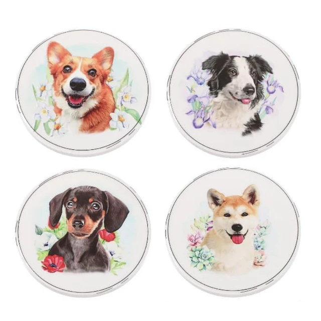 Set 4 Posavasos de Cerámica con Diseño de Perros