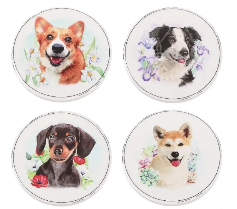 Set 4 Posavasos de Cerámica con Diseño de Perros 2