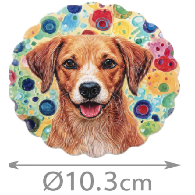 Set 6 Posavasos de Cerámica con Diseño de Perros en Jardín Floral