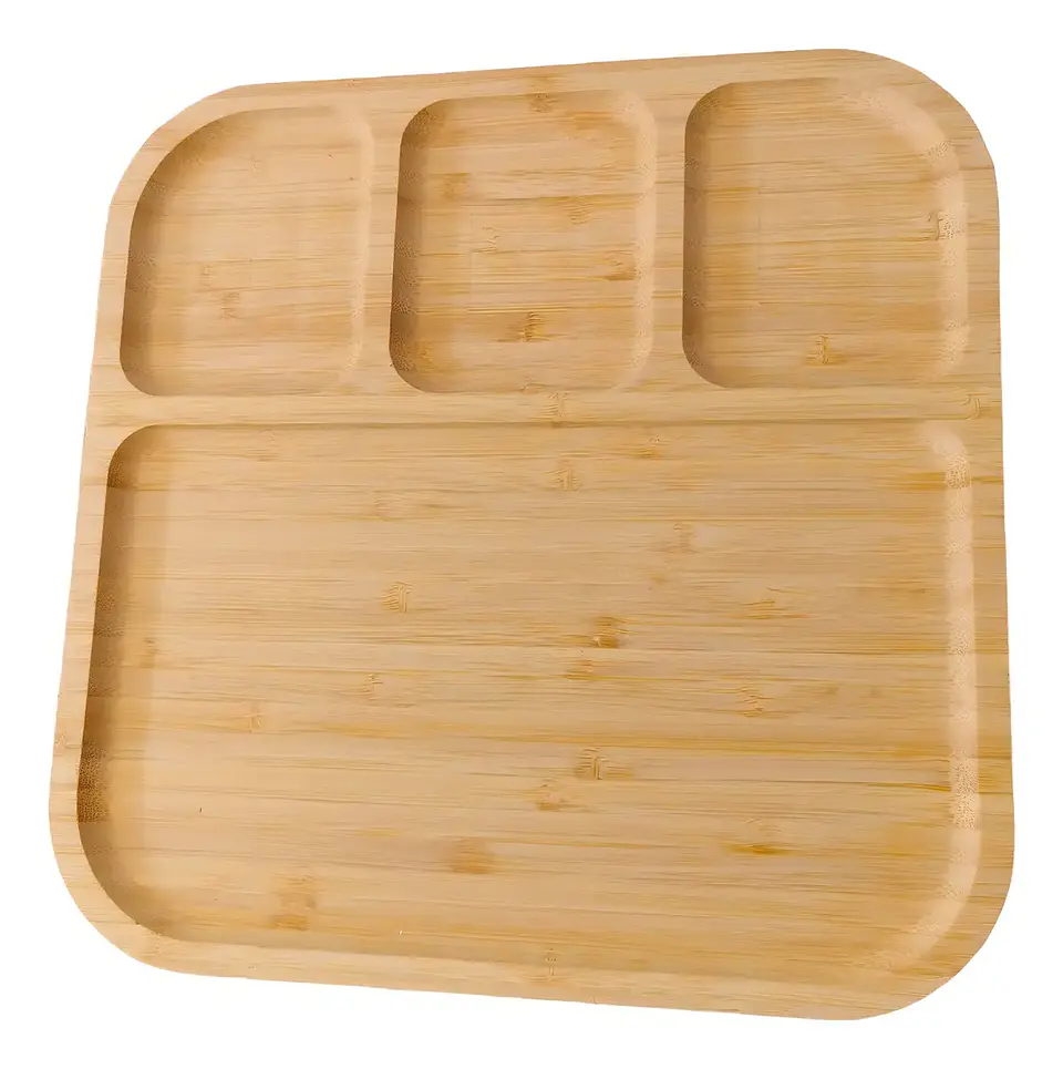 Tabla de Aperitivo de Bambú 24.5 cm con Divisiones 5
