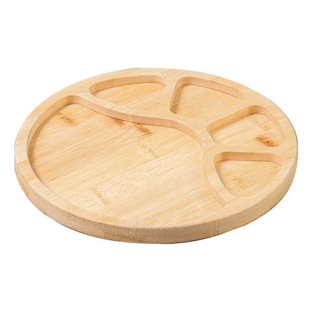 Tabla de Aperitivo Redonda de Bambú 25 cm con Divisiones