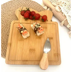Tabla de Quesos Bambú 20x25 cm con Cuchillo