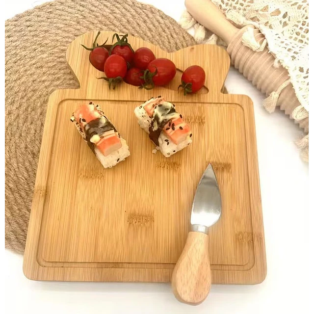 Tabla de Quesos Bambú 20x25 cm con Cuchillo