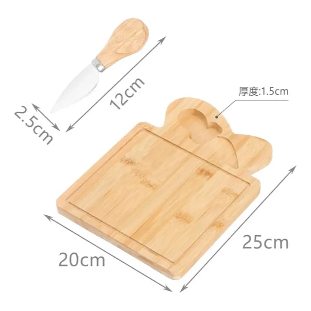 Tabla de Quesos Bambú 20x25 cm con Cuchillo