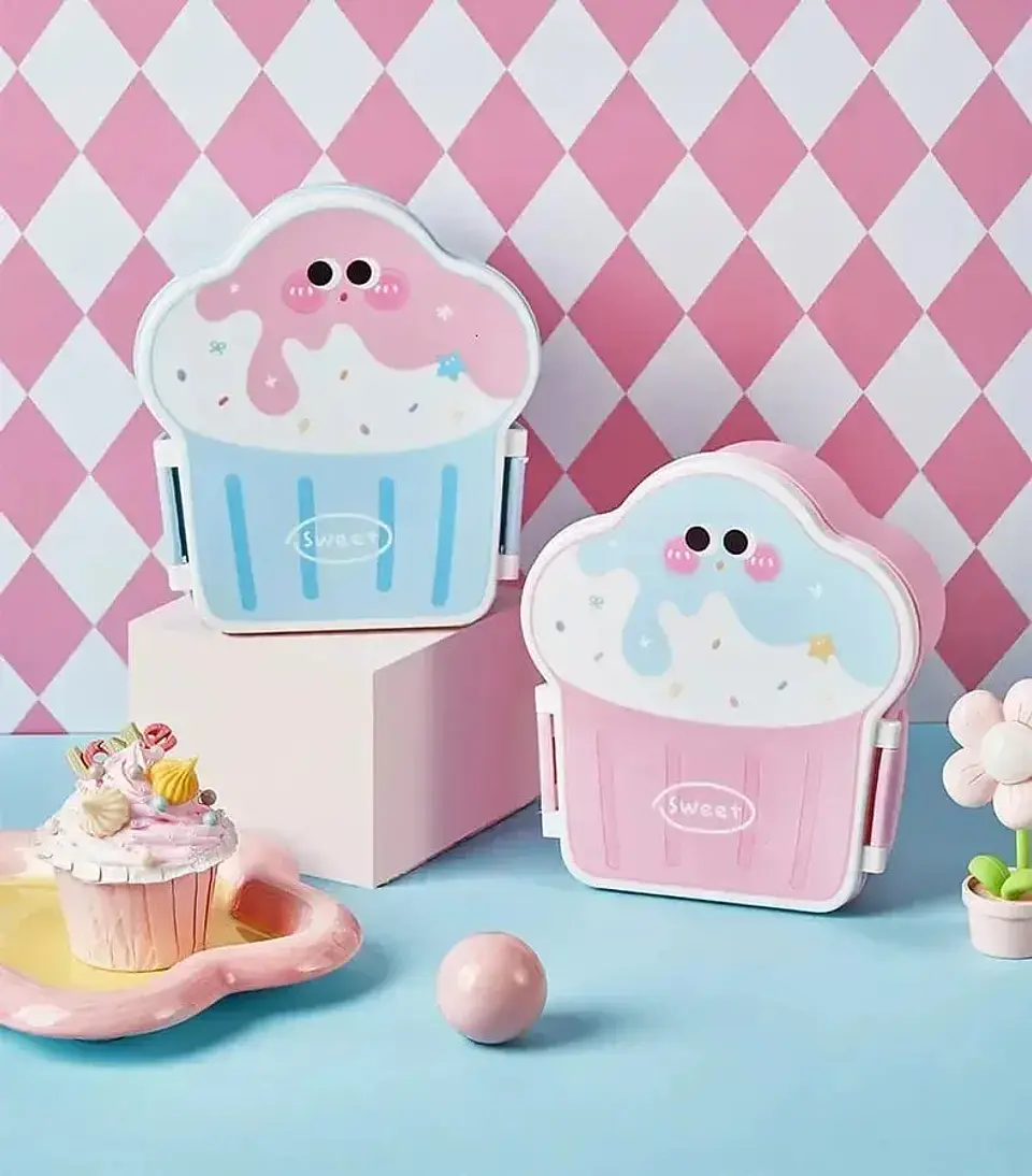 Lonchera Infantil Kawaii con Cubiertos 1