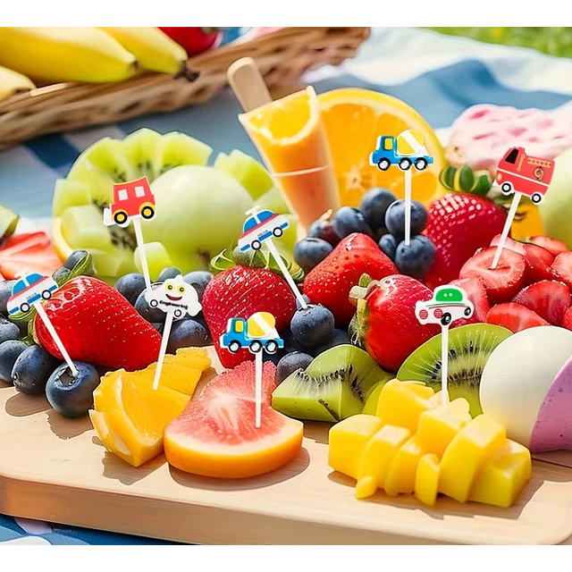Set 6 Pinchos Kawaii Vehículos