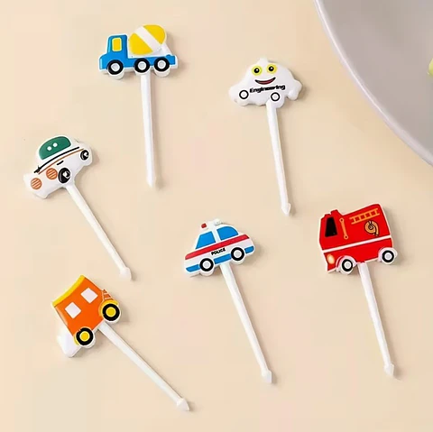 Set 6 Pinchos Kawaii Vehículos