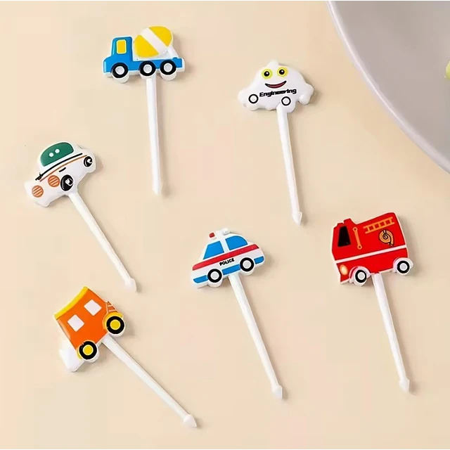 Set 6 Pinchos Kawaii Vehículos