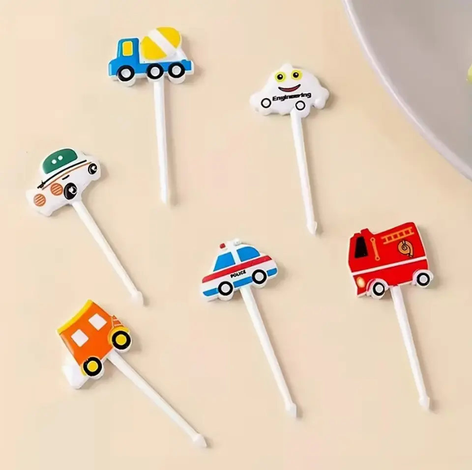 Set 6 Pinchos Kawaii Vehículos 2