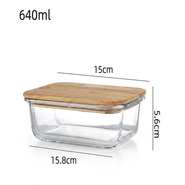 Contenedor de Vidrio con Tapa de Bambú 640 ml