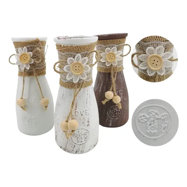 Florero de Vidrio Vintage "Love" con Yute