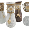 Florero de Vidrio Vintage "Love" con Yute