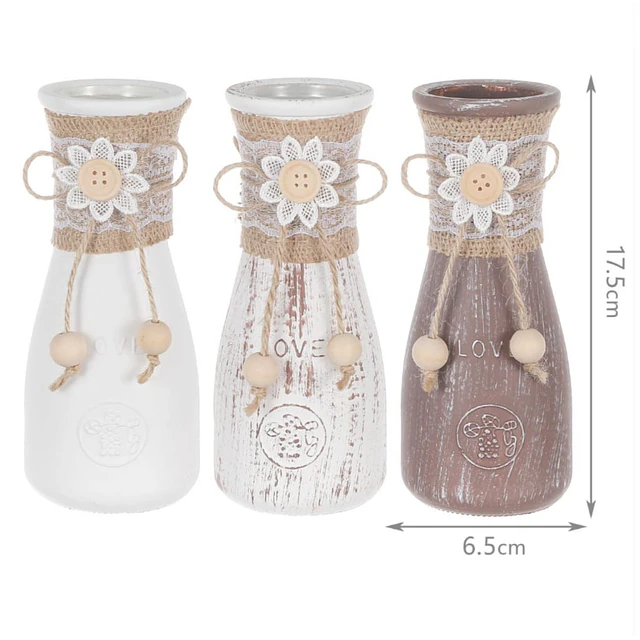 Florero de Vidrio Vintage "Love" con Yute