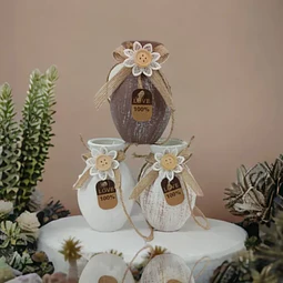 Florero Colgante de Vidrio Vintage con Yute y Flor