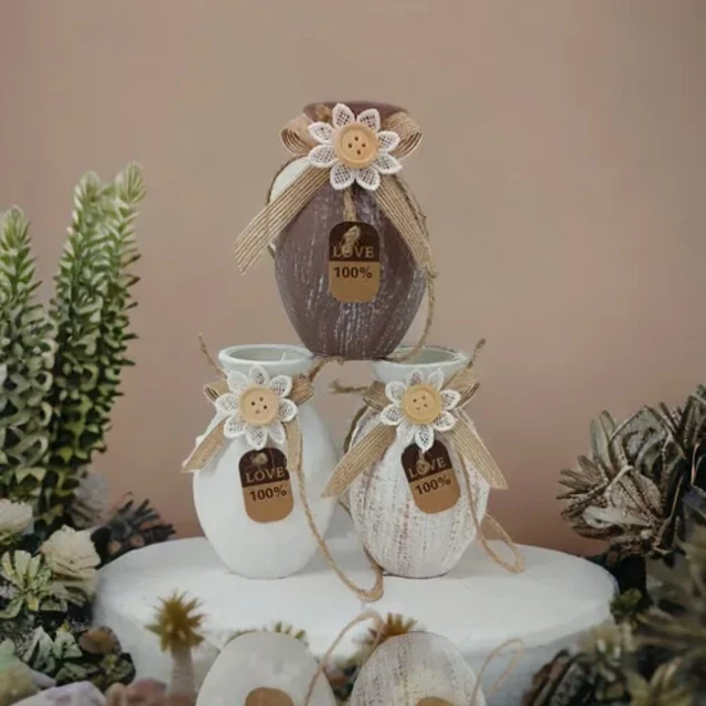 Florero Colgante de Vidrio Vintage con Yute y Flor