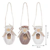 Florero Colgante de Vidrio Vintage con Yute y Flor