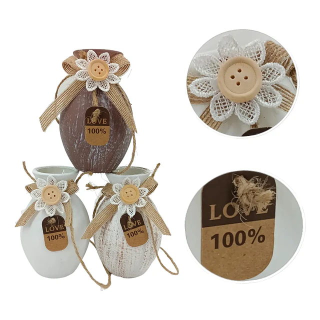 Florero Colgante de Vidrio Vintage con Yute y Flor