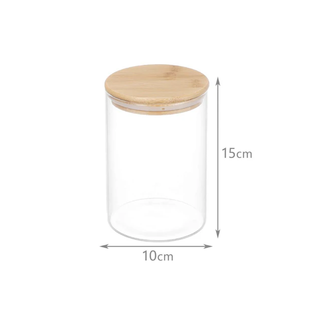 Frasco de Vidrio con Tapa Hermética de Bambú 950 ml