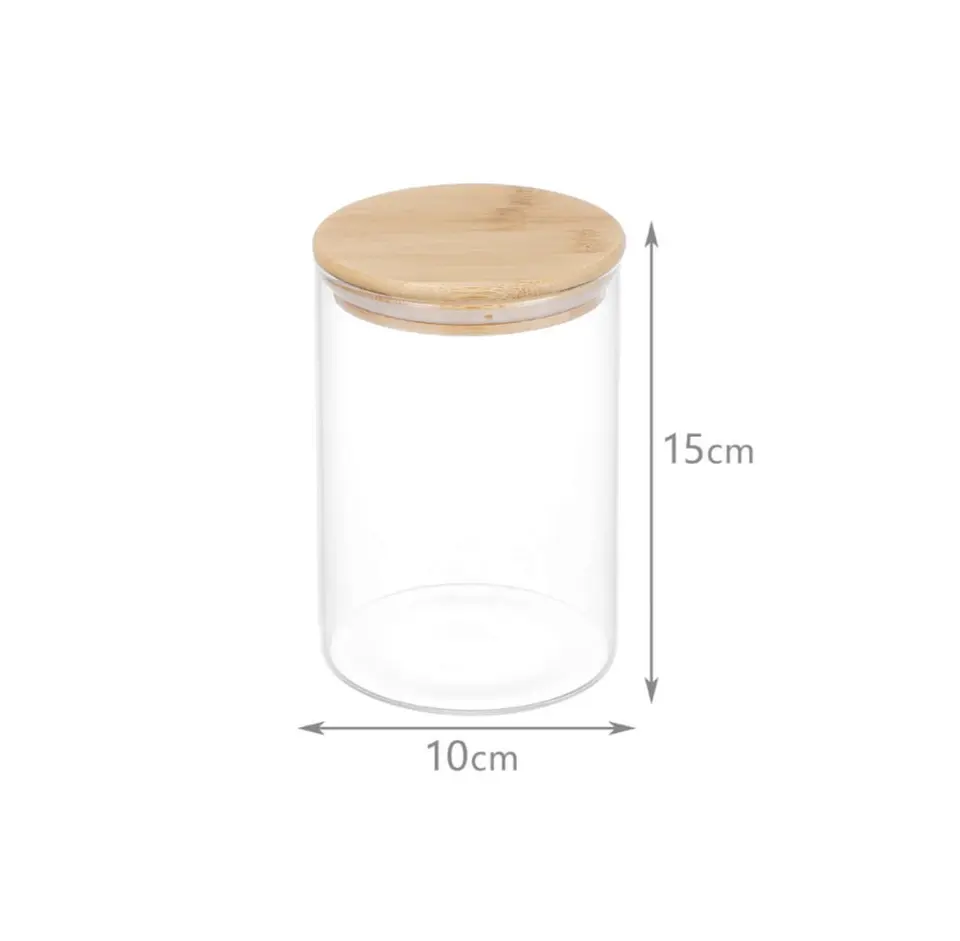 Frasco de Vidrio con Tapa Hermética de Bambú 950 ml 3
