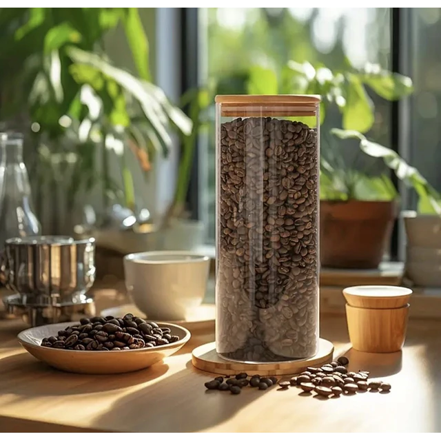 Frasco de Vidrio con Tapa Hermética de Bambú 2.5 L